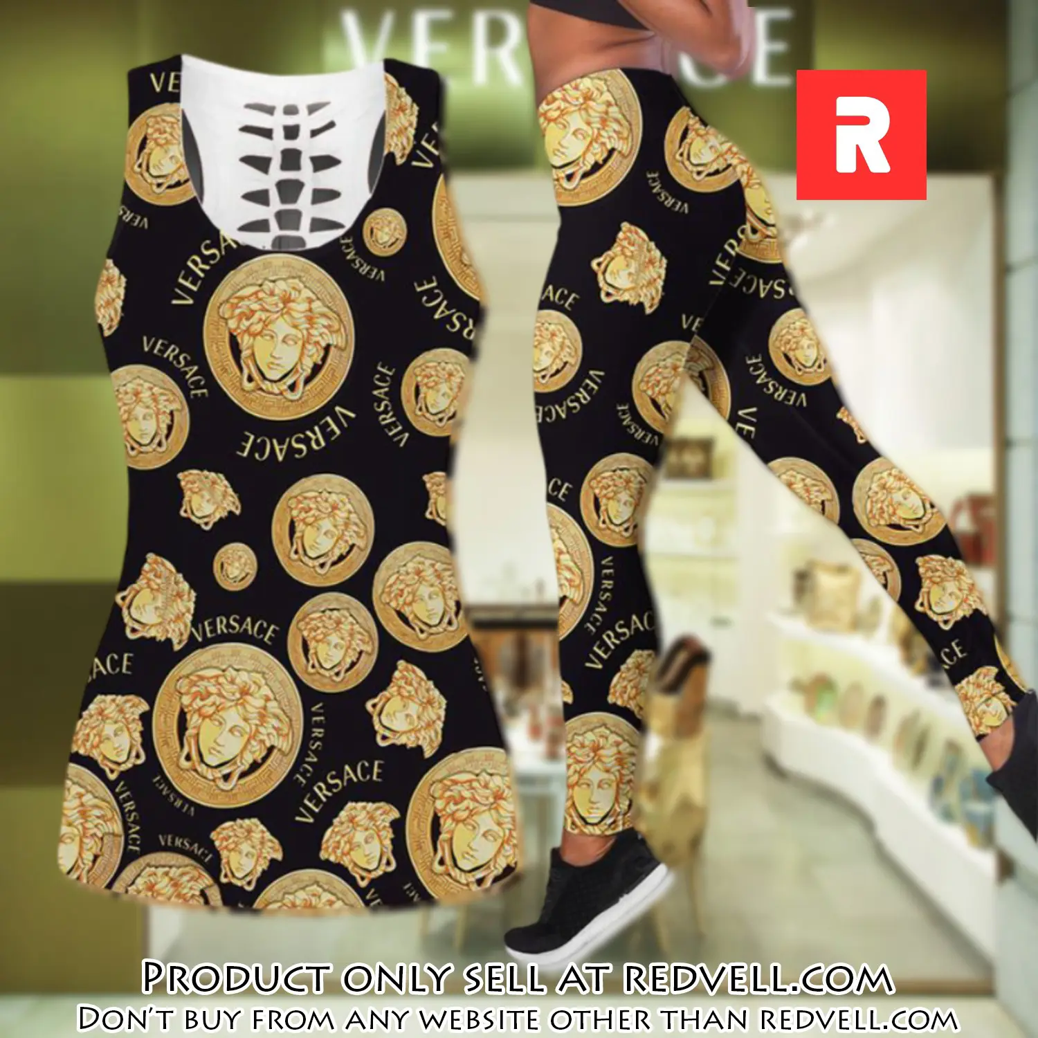 Gianni versace tank top leggings set luxury brand for women yoga gym rv4821435